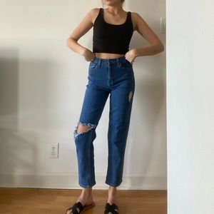 Blue Denim High-Rise Mom Jeans